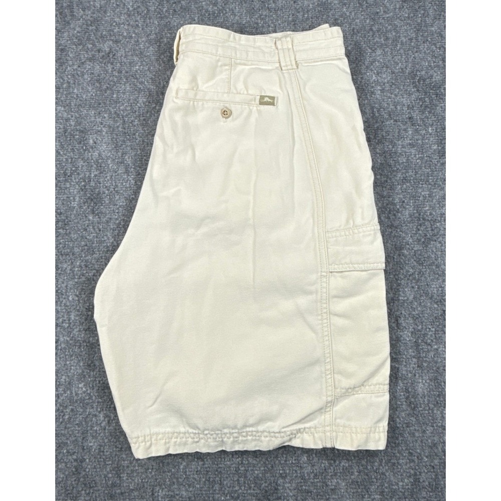 Tommy Bahama Mens 34 Relaxed Fit Cream Tencel Cotton Twill Cargo Shorts